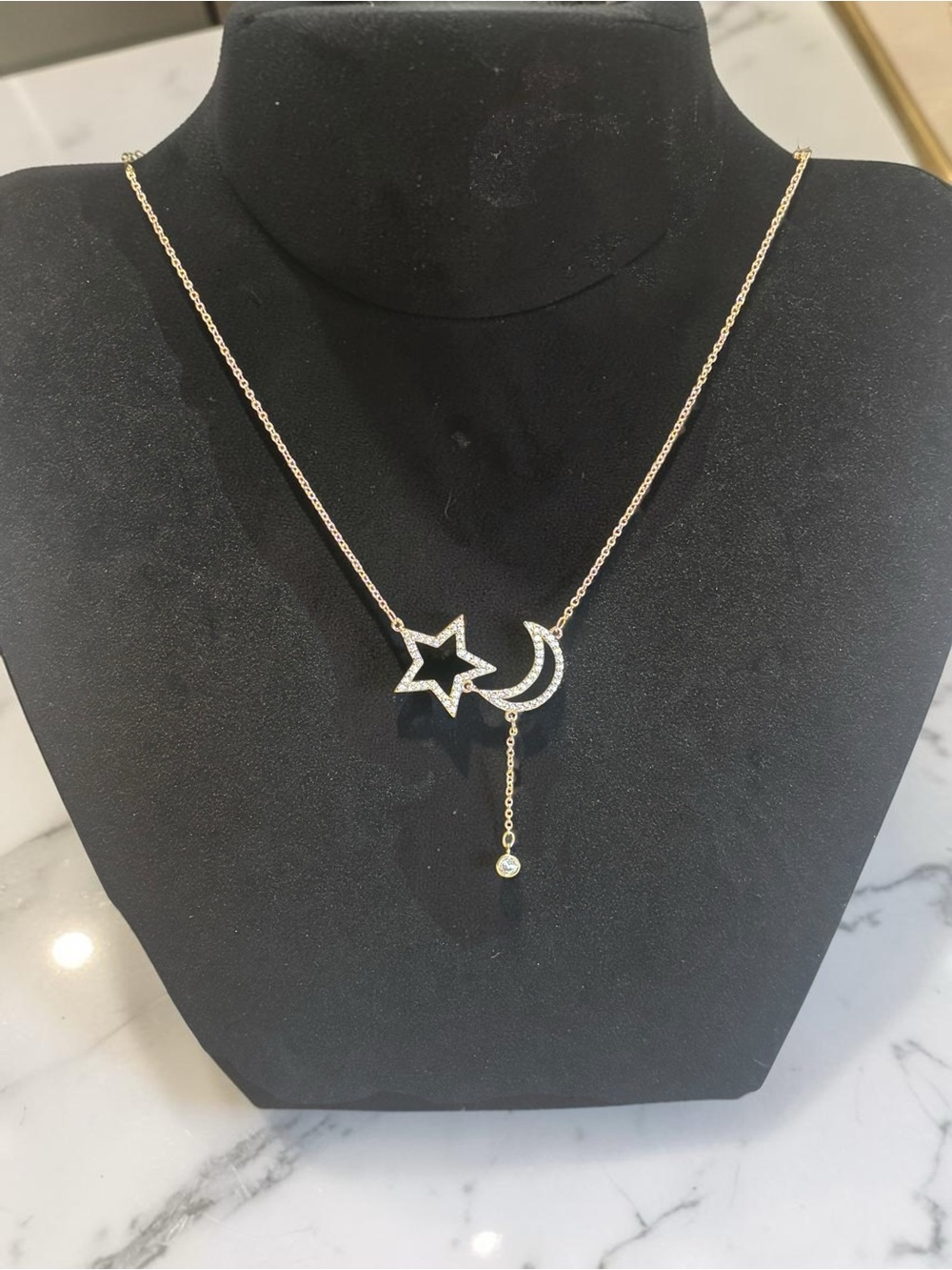 14k Gold Plated Star & Moon Pendant Necklace